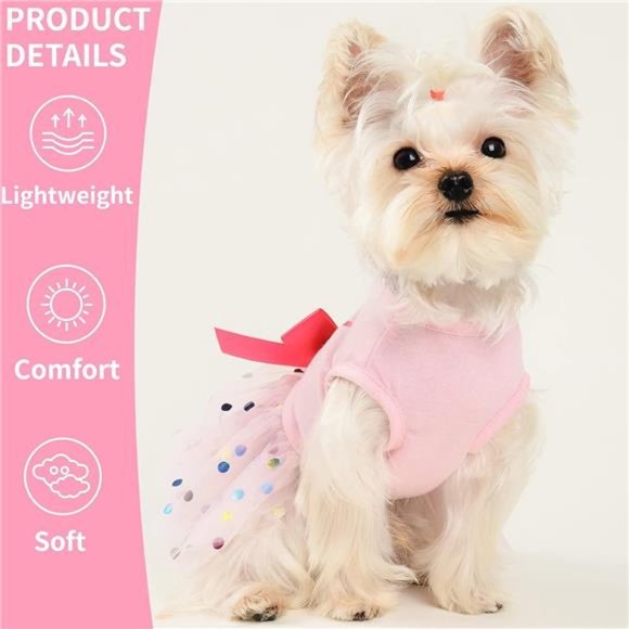 NEW - Dog Birthday Dress, Pet Outfit, Dog Clothes for Small Girl, Pink, X-Small - Picture 5 of 7